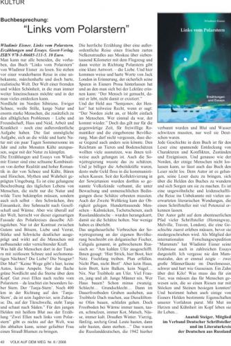 Anatoli Steiger rezensiert Wladimir Eisners Buch 'Links vom Polarstern' in Volk auf dem Weg